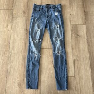 Hollister Jeans Womens 7L 28x32 High Rise Super Skinny Stretch Distressed Blue